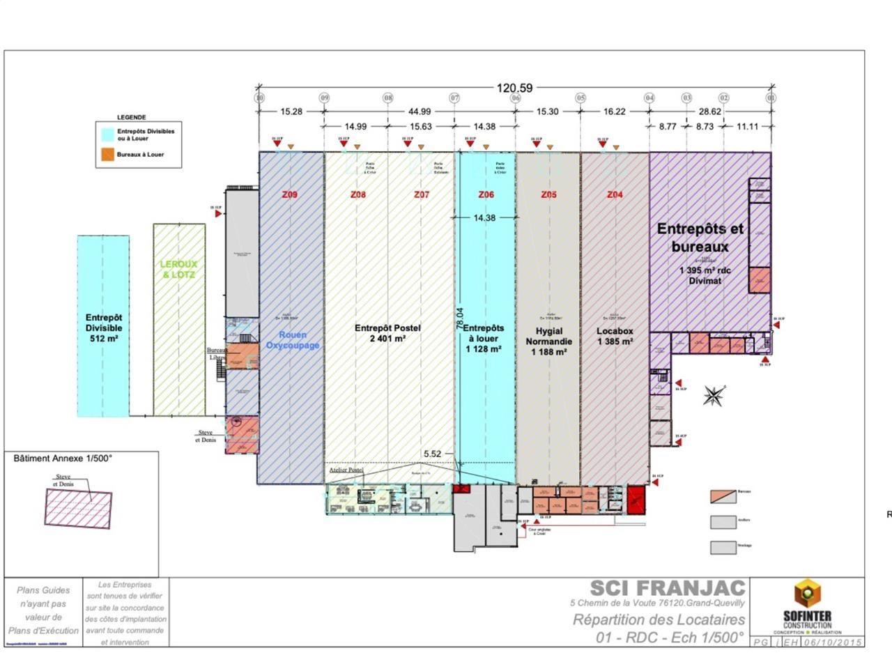 Location entrepots 2581 m² non divisibles