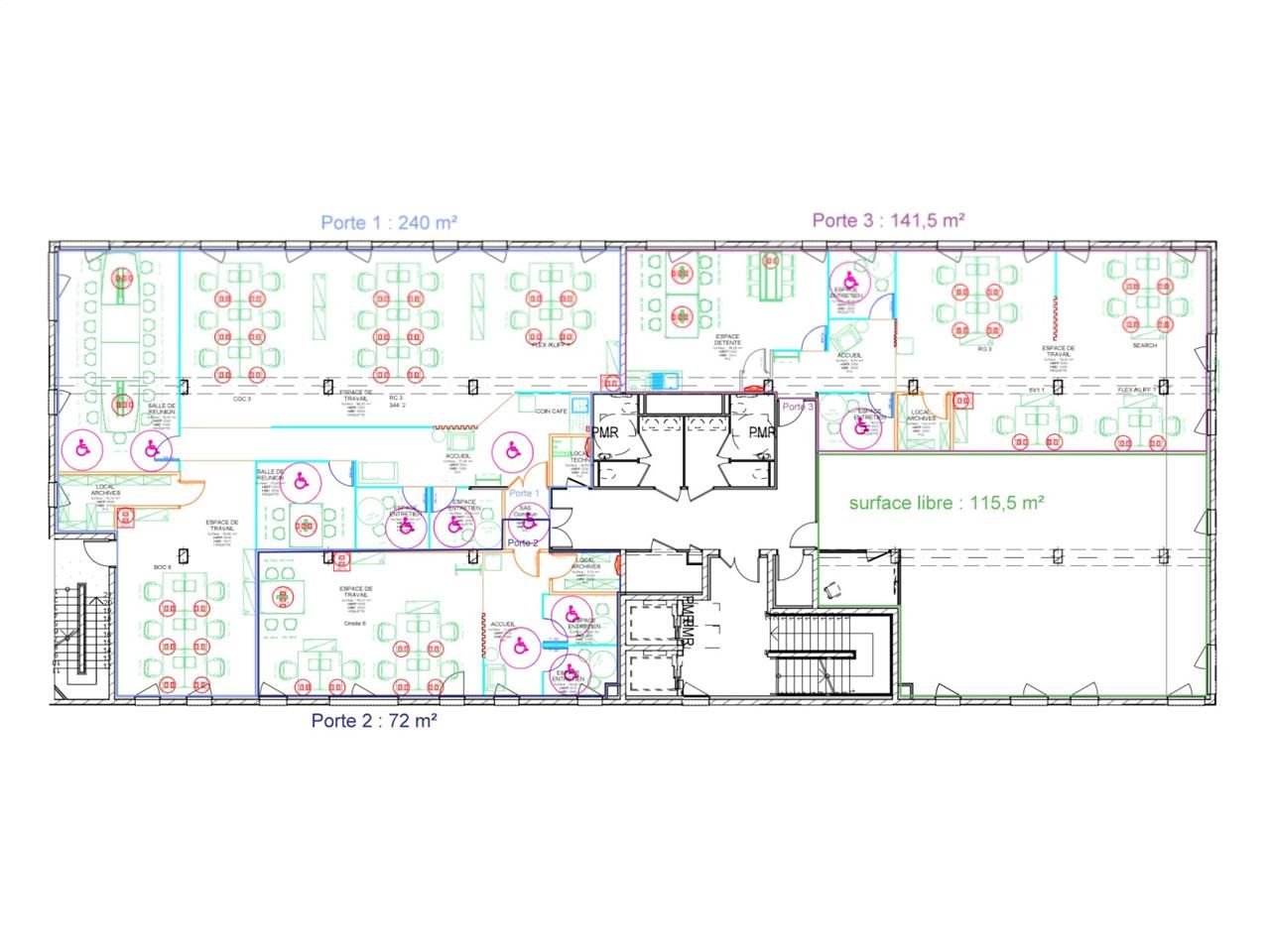 Location bureaux 740 m² divisibles à partir de 131 m²