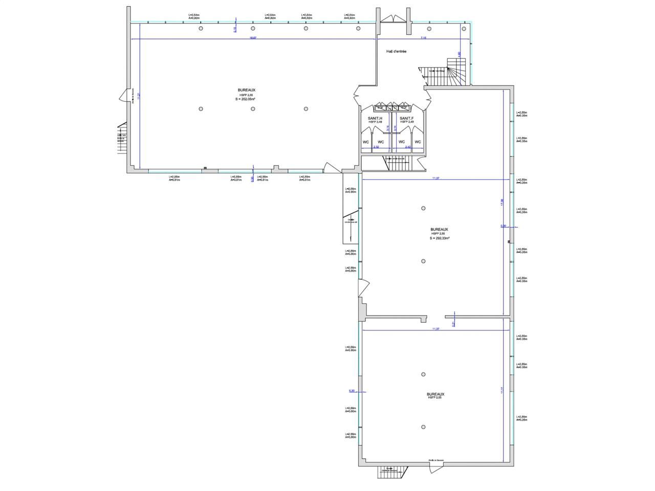 Location bureaux 221 m² non divisibles