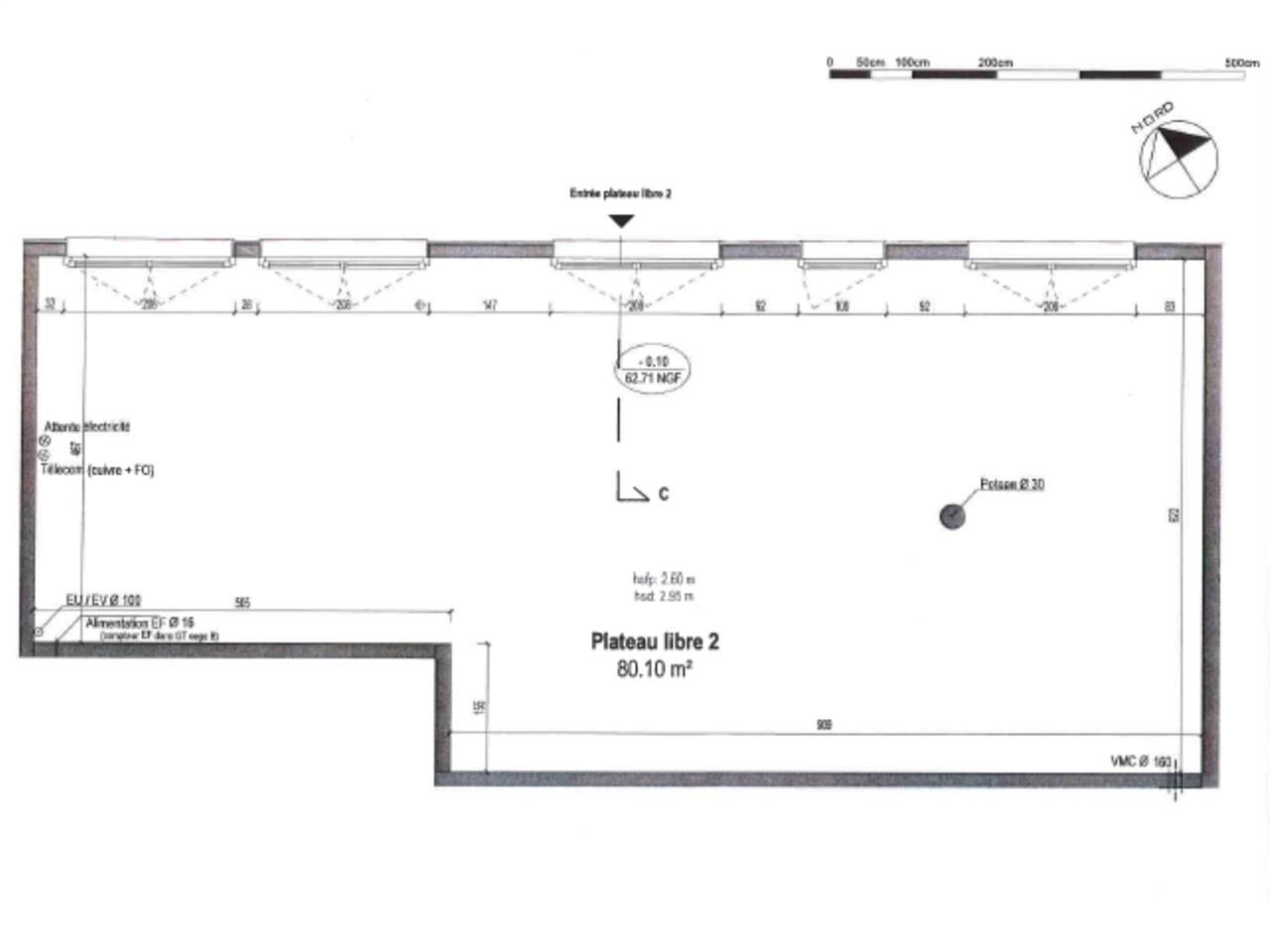 Location locaux commerciaux 80 m² non divisibles