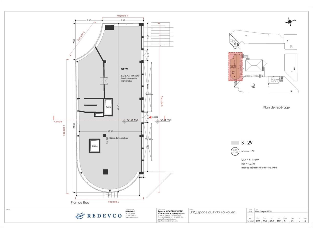 Location bureaux 414 m² non divisibles