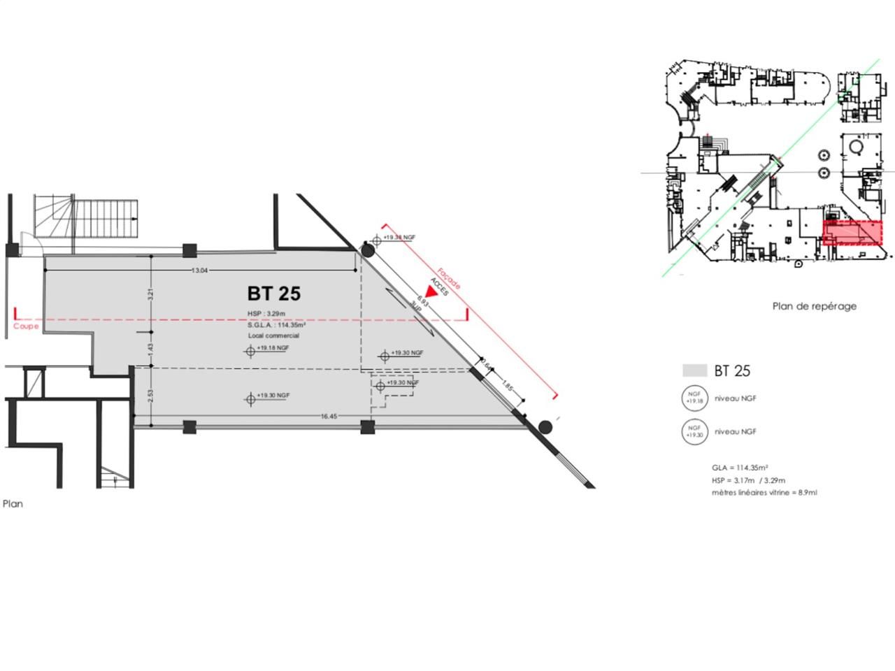 Location locaux commerciaux 102 m² non divisibles