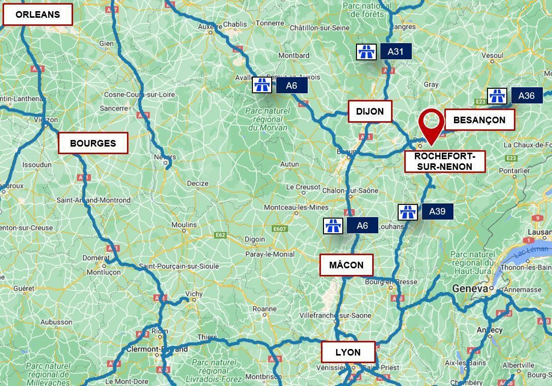 34841.2 m² pour cetentrepôts classe b en location à Rochefort-sur-nenon