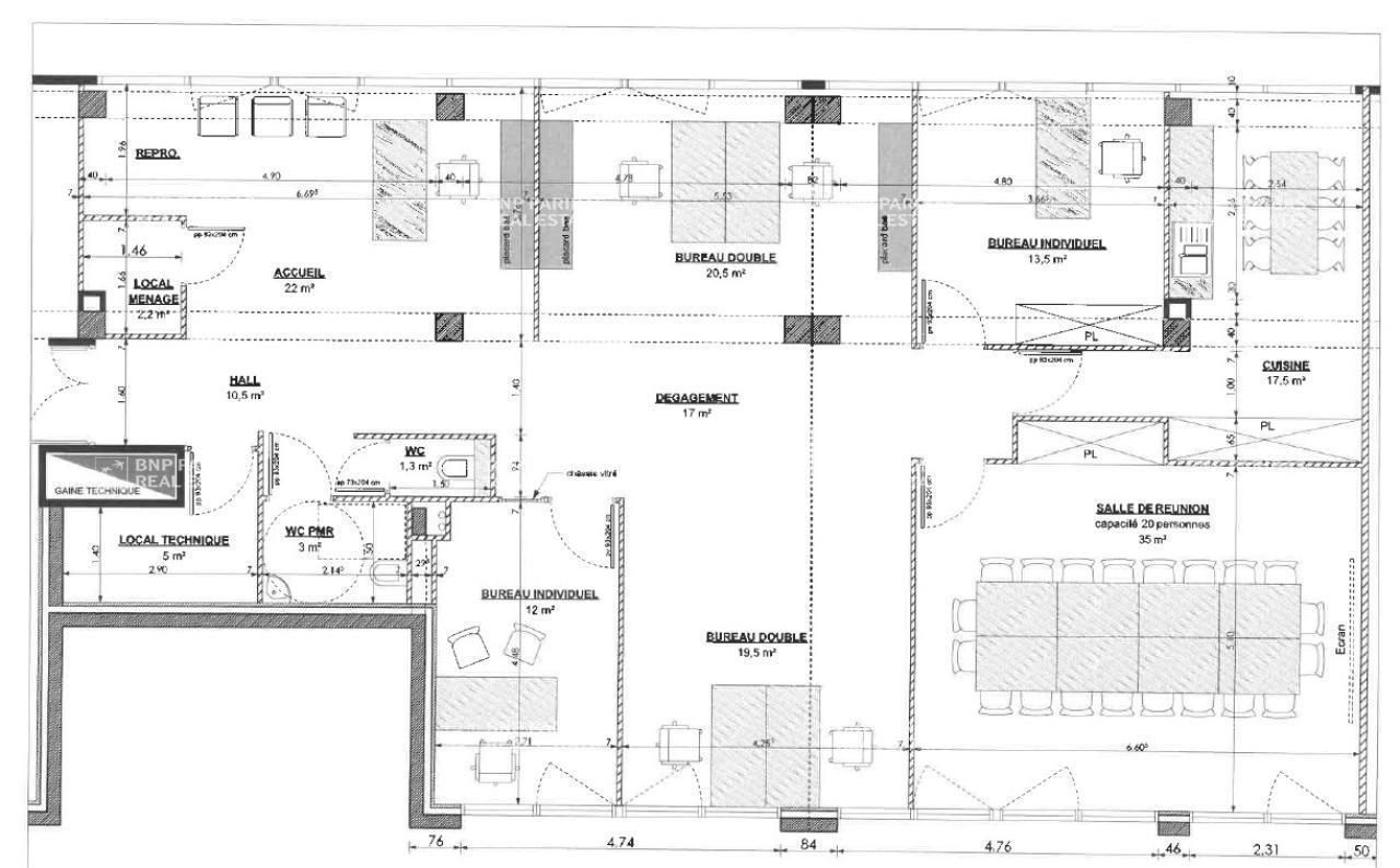 739.58 m² pour ce bureaux en location à Rennes