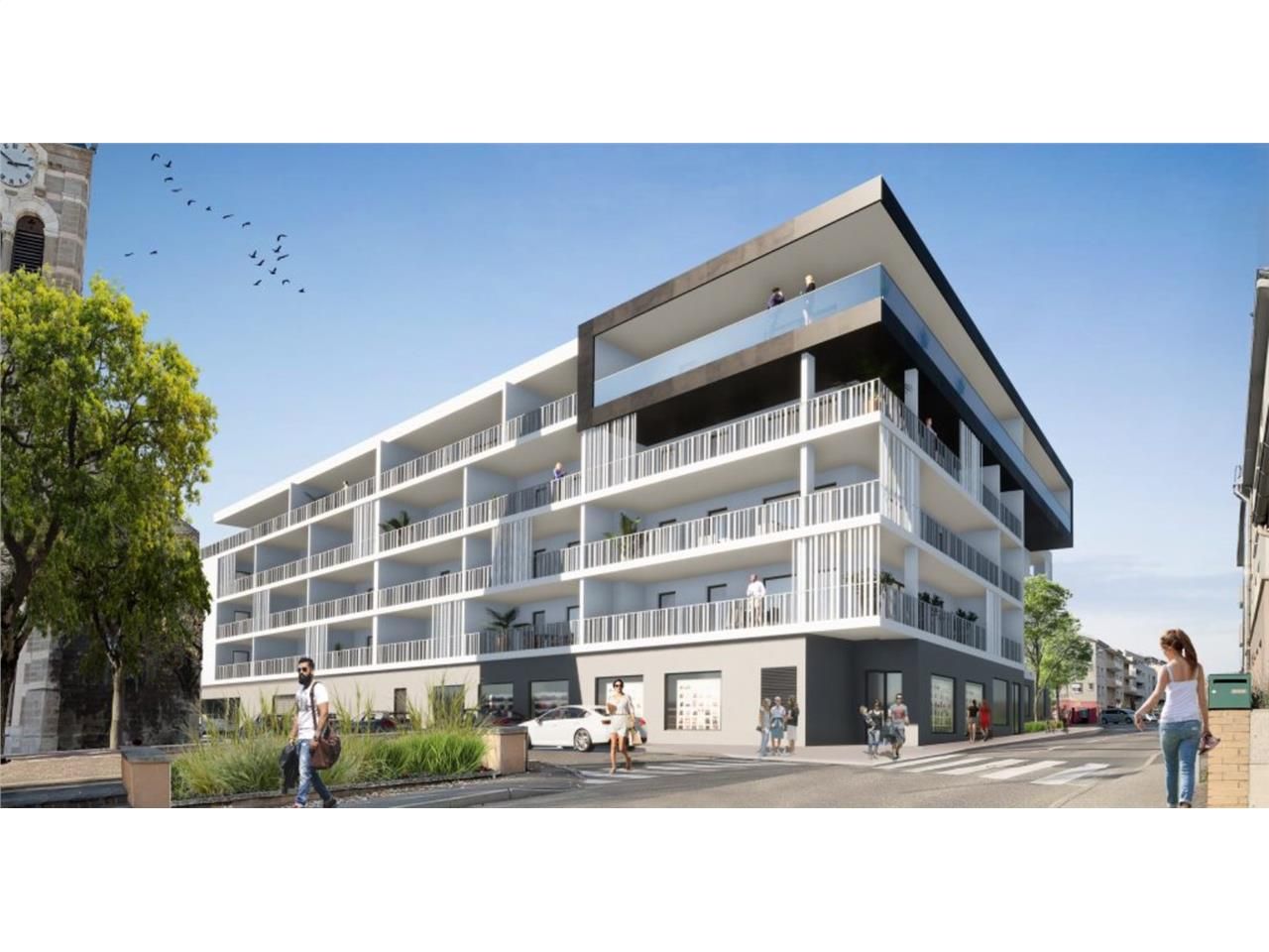 Locaux commerciaux avec vitrine en pied d'un imme