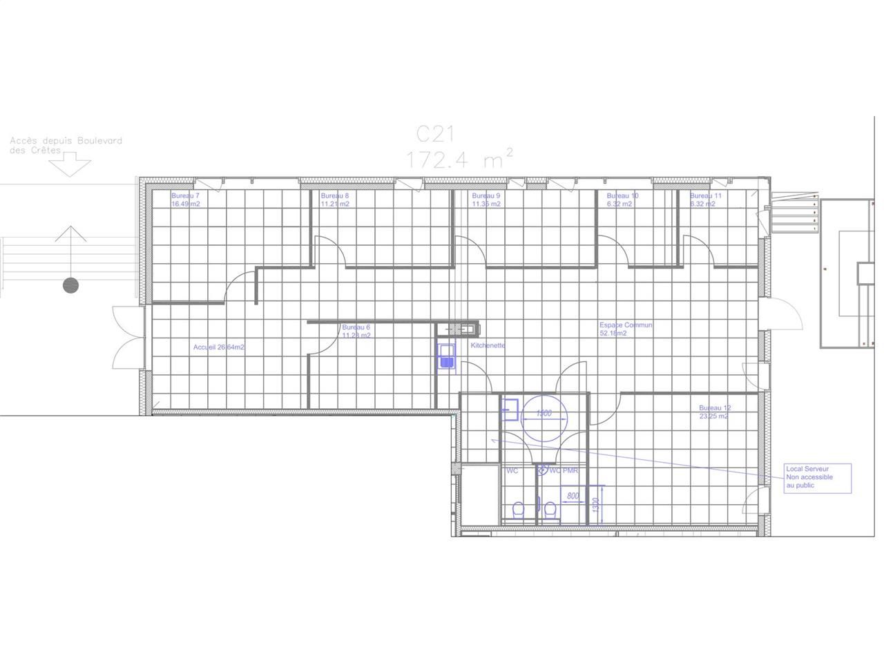 Vente bureaux 286 m² non divisibles