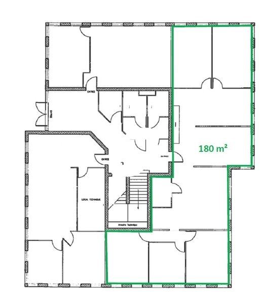 Location bureaux 180 m² non divisibles