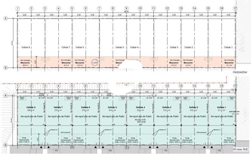 Vente entrepots 690 m² divisibles à partir de 162 m²