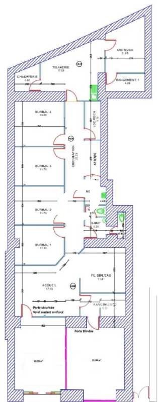 Location locaux commerciaux 196 m² non divisibles
