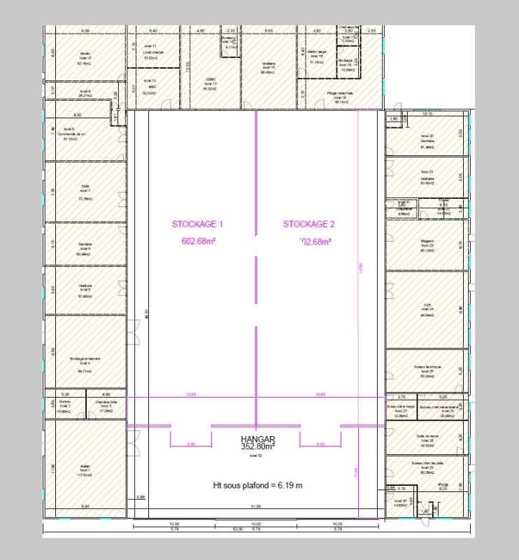 Location entrepots 620 m² non divisibles