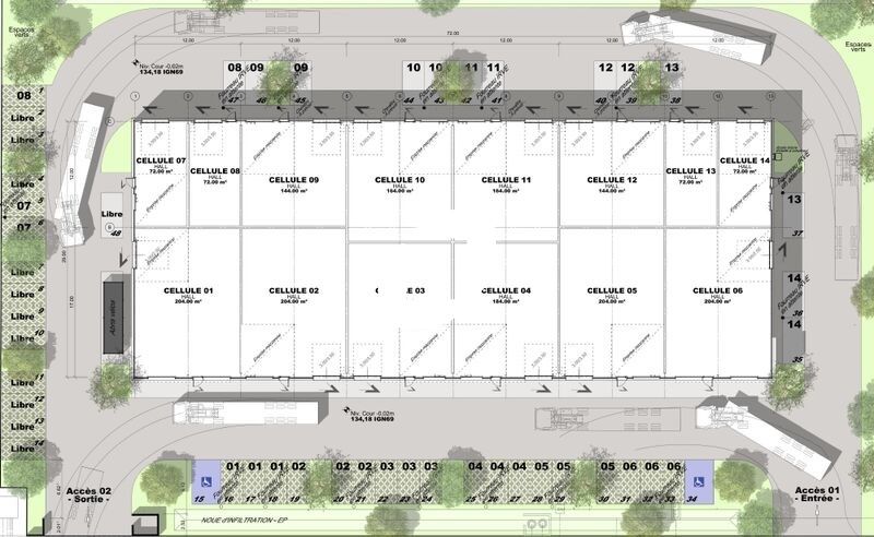 Vente entrepots 2592 m² divisibles à partir de 72 m²