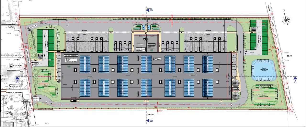 9968 m² pour cetentrepôts classe c en location à Dury