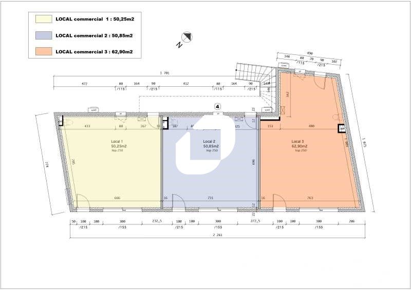 Location locaux commerciaux 101 m² divisibles à partir de 50 m²