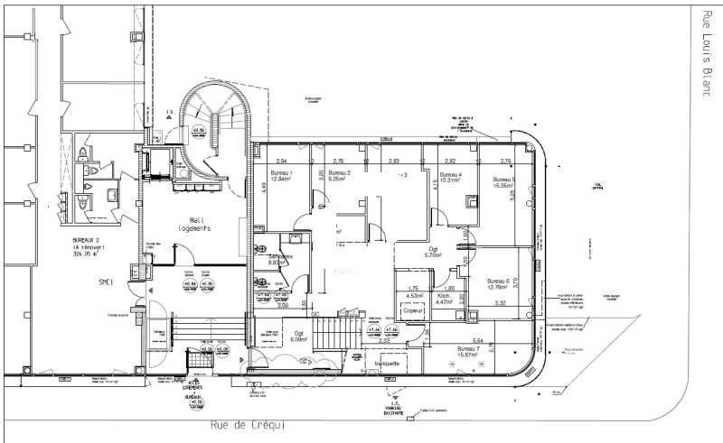 Location bureaux 235 m² non divisibles