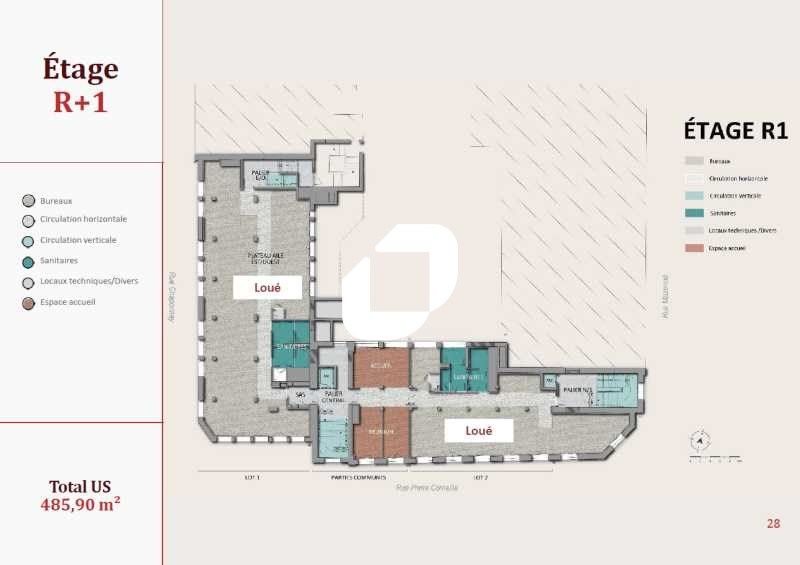 Location bureaux 283 m² non divisibles