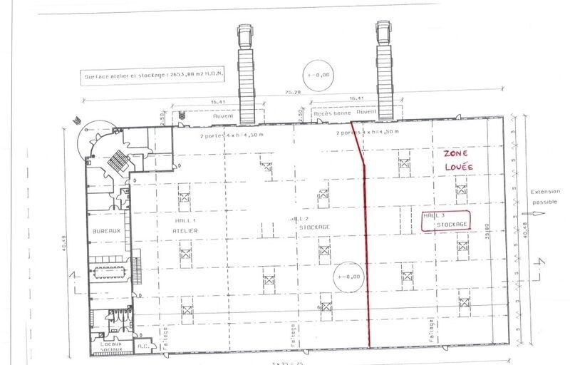 Location entrepots 1297 m² non divisibles