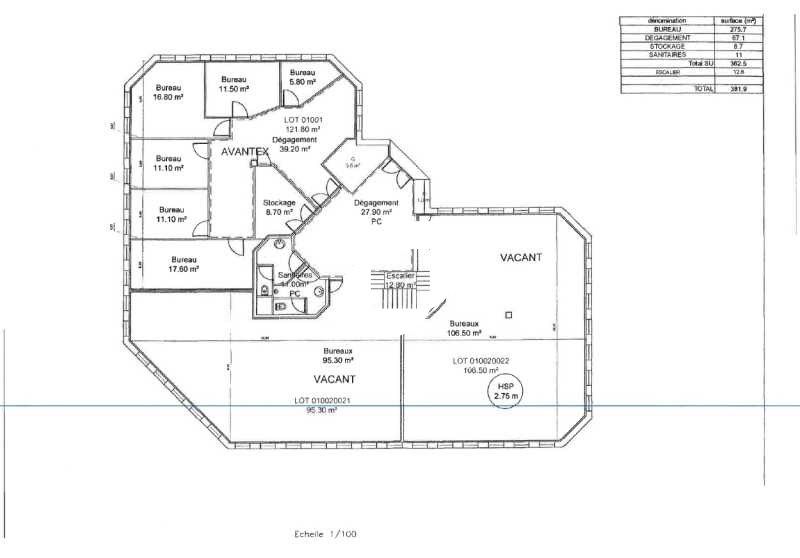 Location bureaux 362 m² divisibles à partir de 130 m²