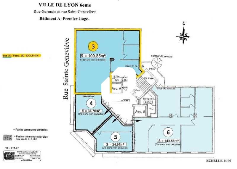 Location bureaux 126 m² non divisibles