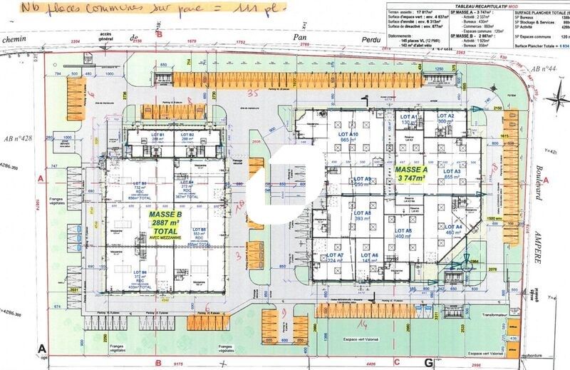 Vente entrepots 1310 m² divisibles à partir de 288 m²