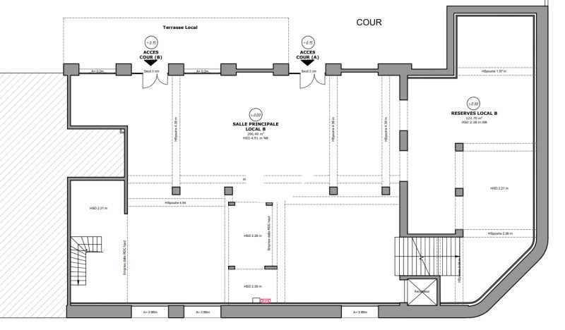 Location locaux commerciaux 437 m² non divisibles