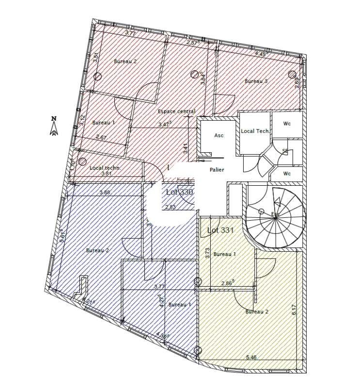 Vente bureaux 173 m² non divisibles