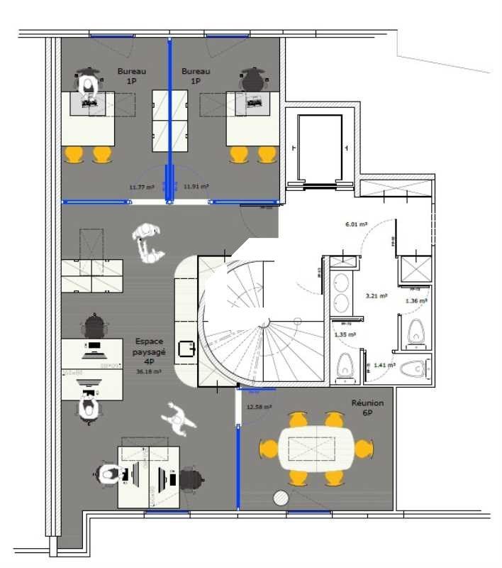Location bureaux 74 m² non divisibles
