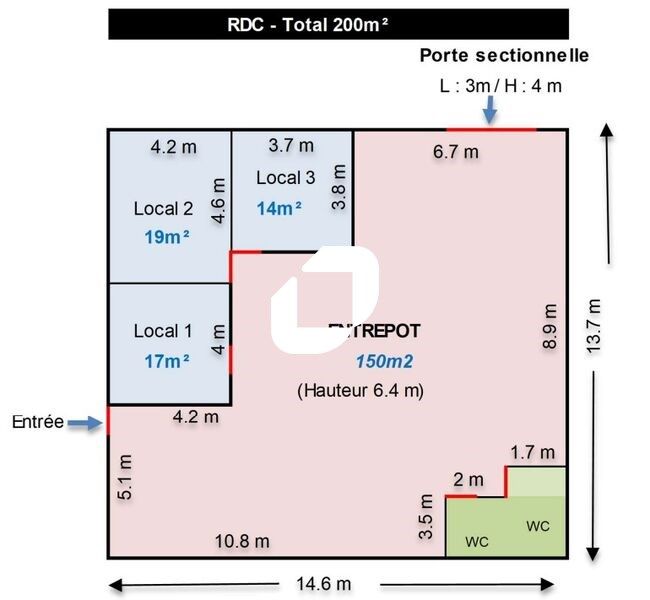 Location entrepots 700 m² divisibles à partir de 200 m²