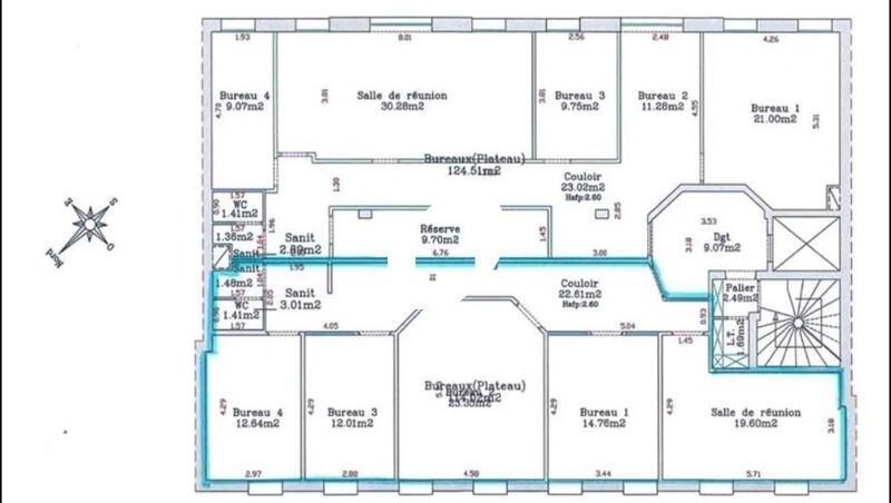 Location bureaux 126 m² non divisibles