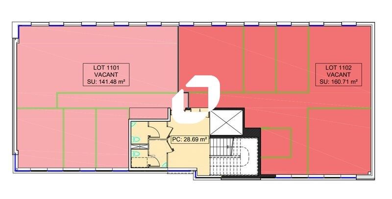 Location bureaux 333 m² divisibles à partir de 156 m²
