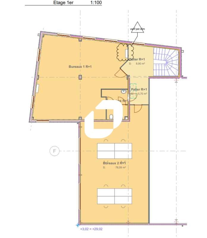 Location bureaux 285 m² divisibles à partir de 93 m²