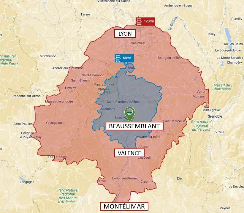 13413 m² pour cetentrepôts classe a en location à Beausemblant