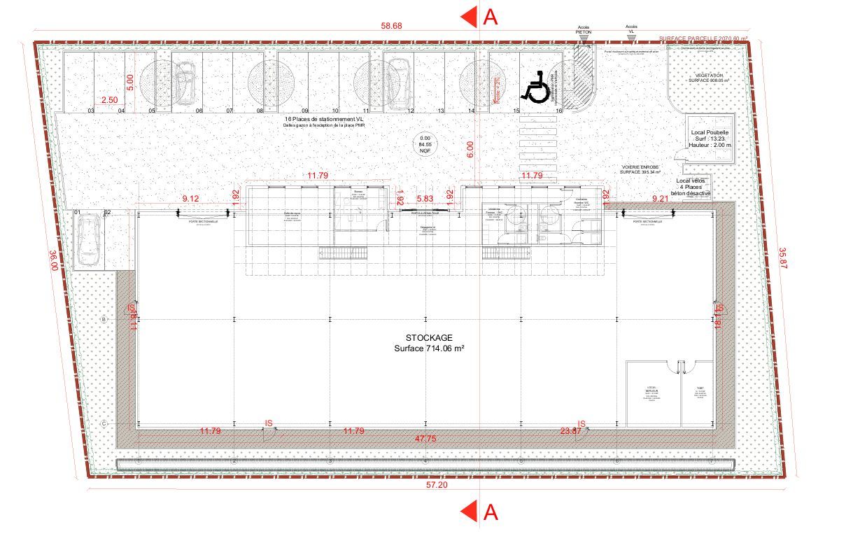 Local d'activités de 1050m²