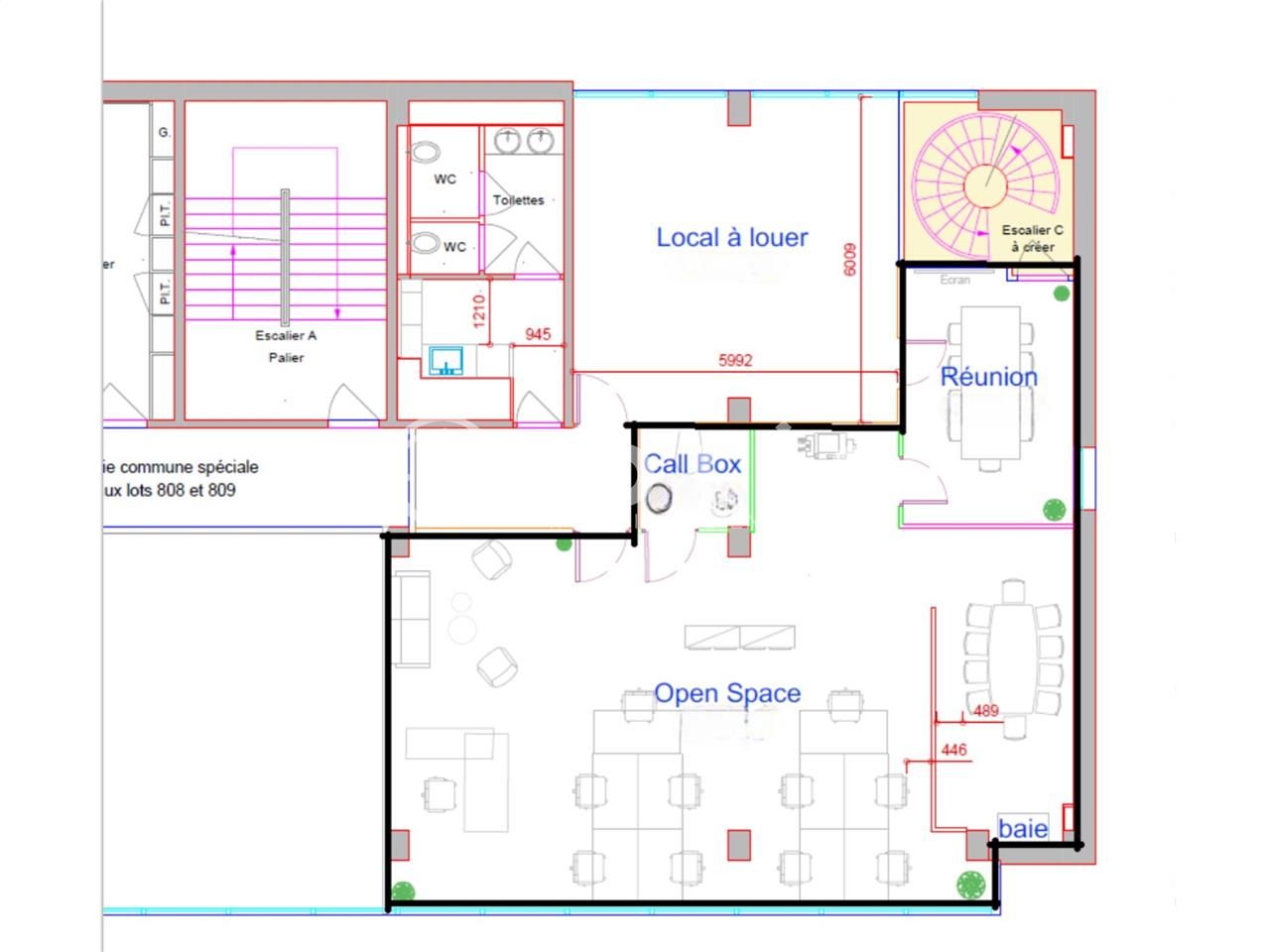 Vente bureaux 166 m² non divisibles