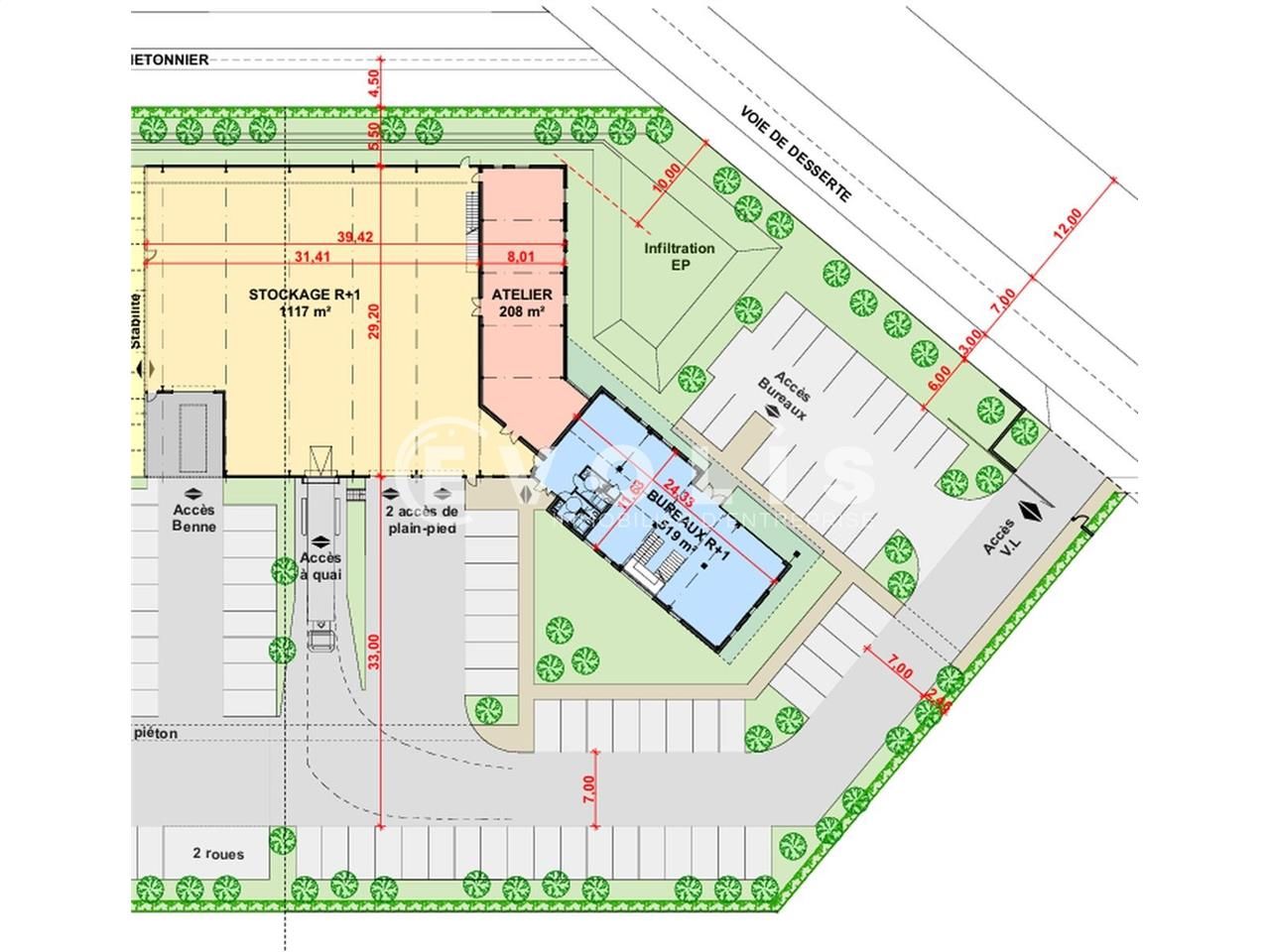 Vente entrepots 1808 m² non divisibles