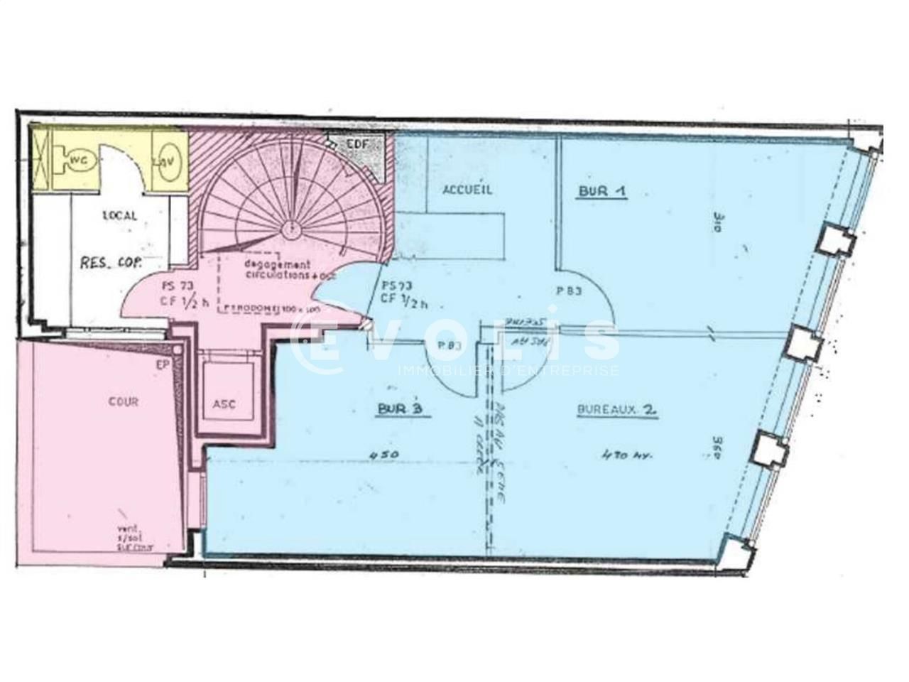 Bureaux fermé Coworking bureaux 70 m² non divisibles