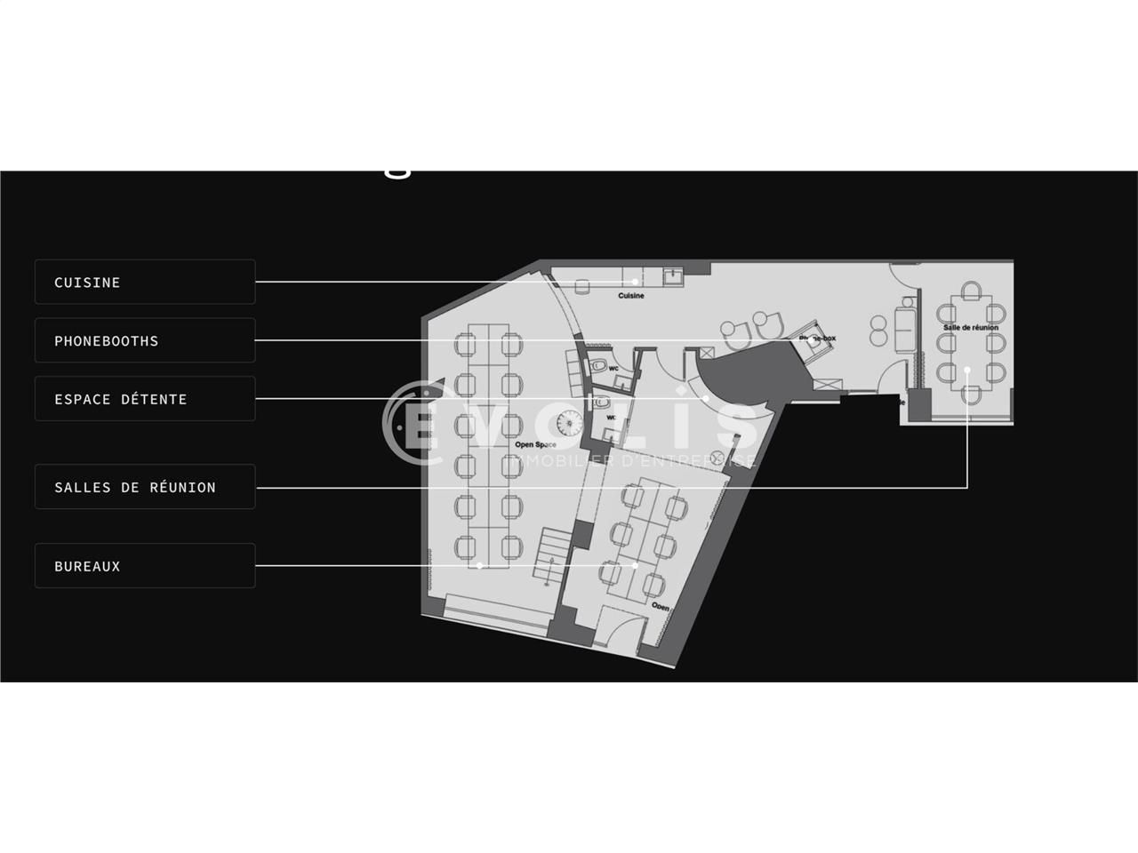 Bureaux fermé Coworking bureaux 120 m² non divisibles