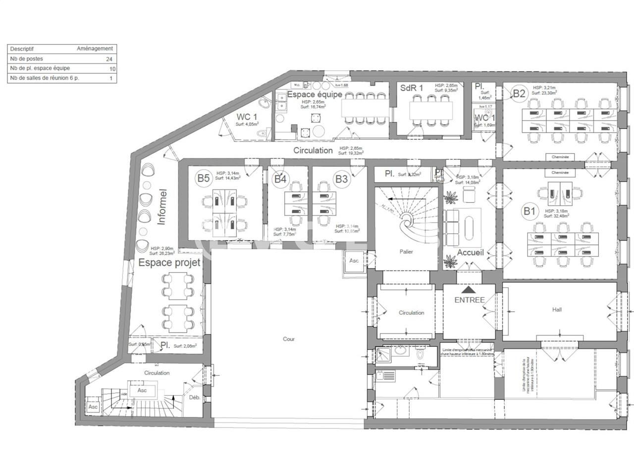 Bureaux fermé Coworking bureaux 267 m² non divisibles