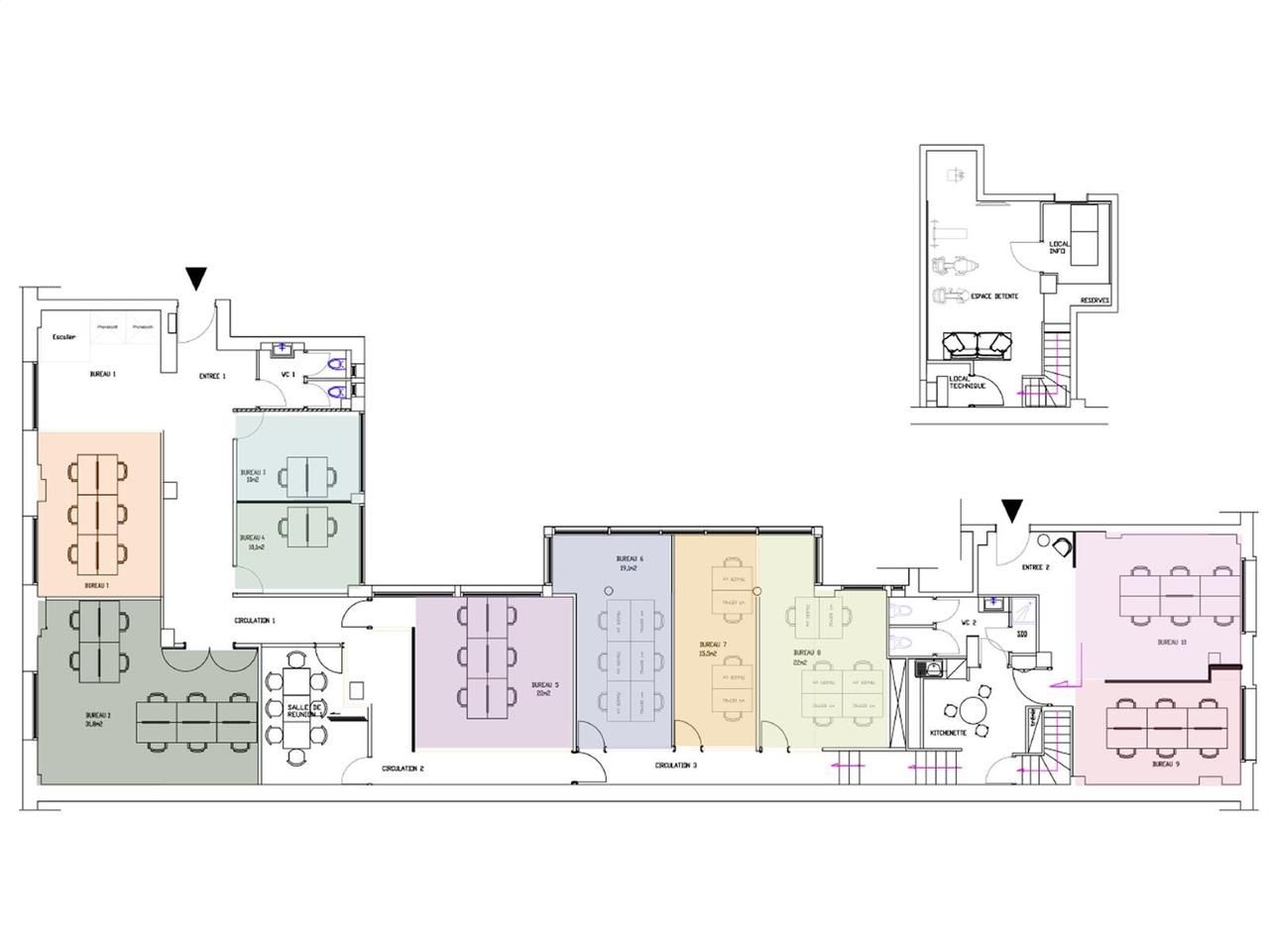 Bureaux fermé Coworking bureaux 0 m² non divisibles