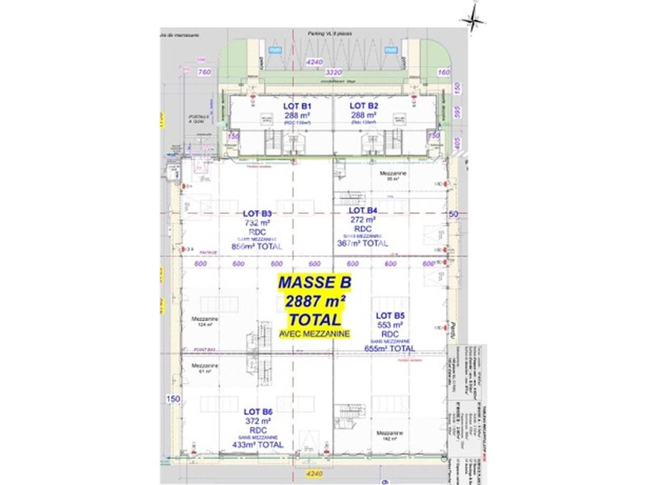 Location entrepots 1310 m² divisibles à partir de 288 m²