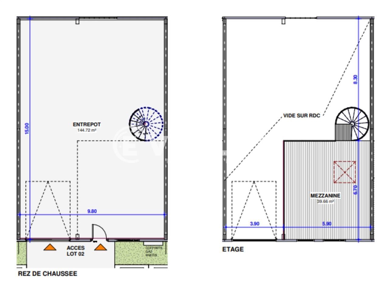 Vente entrepots 1459 m² divisibles à partir de 182 m²