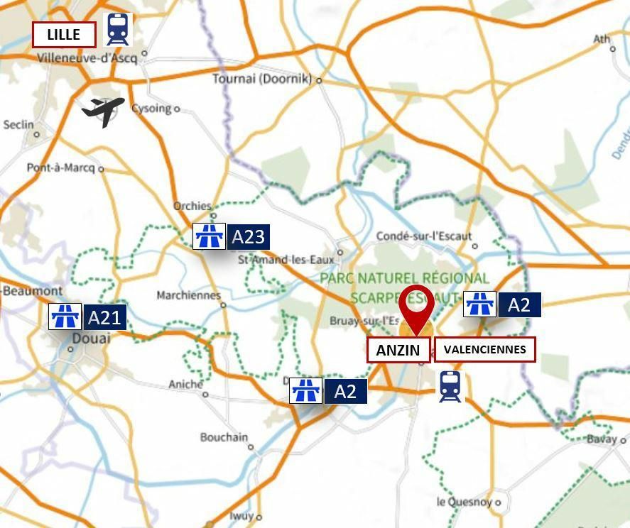 23342 m² pour cetentrepôts classe a en location à Anzin