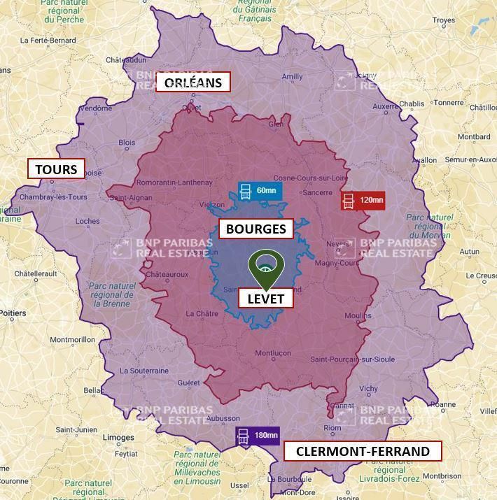 39060 m² pour cetentrepôts classe a en location à Levet