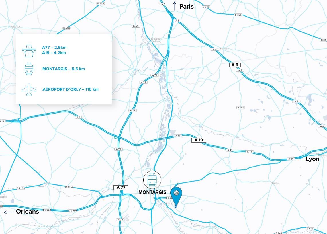 Location Entrepôts classe A 31433 m² non divisibles 45200 Amilly