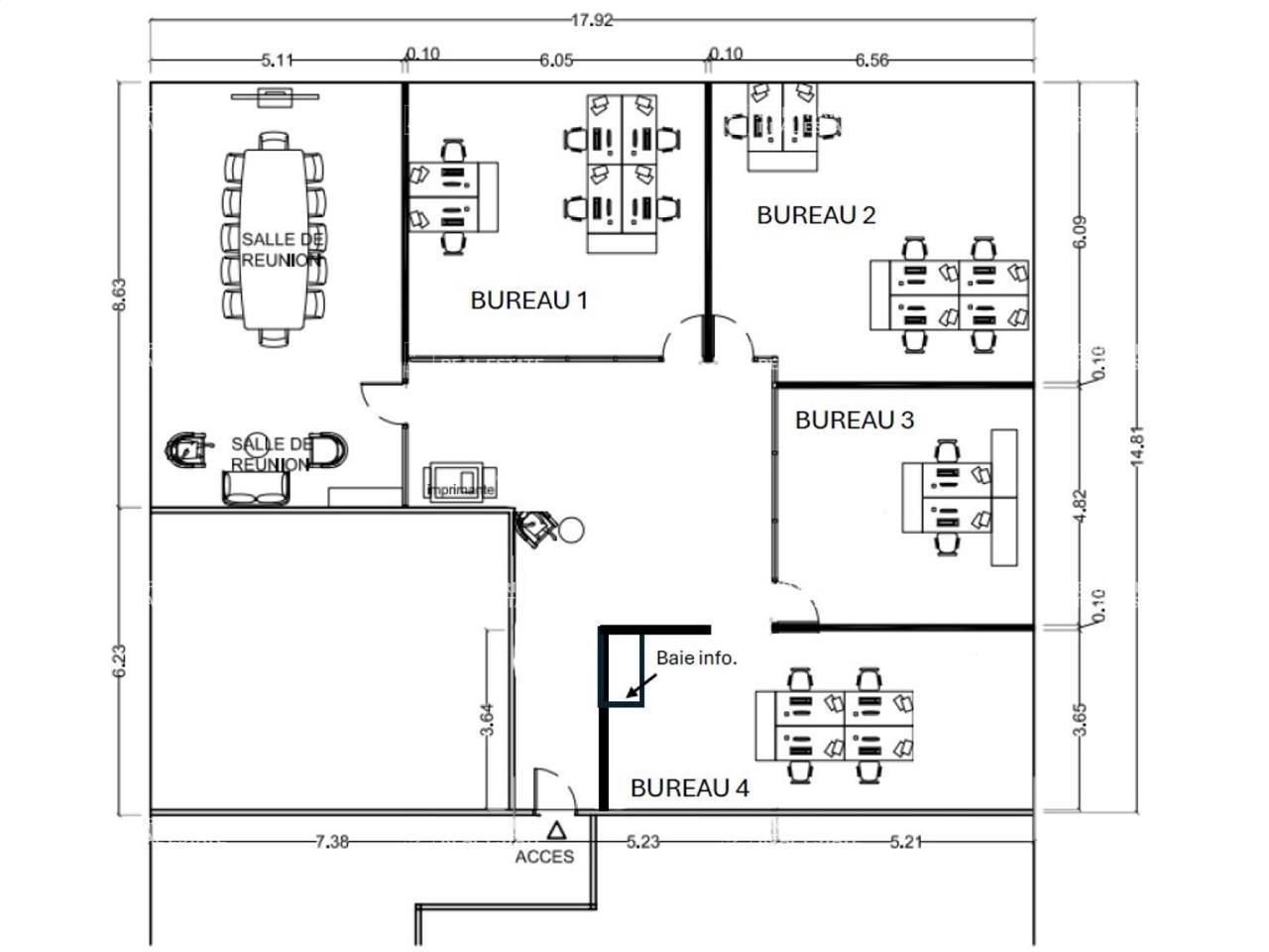 281 m² pour ce bureaux en location à Cesson sevigne