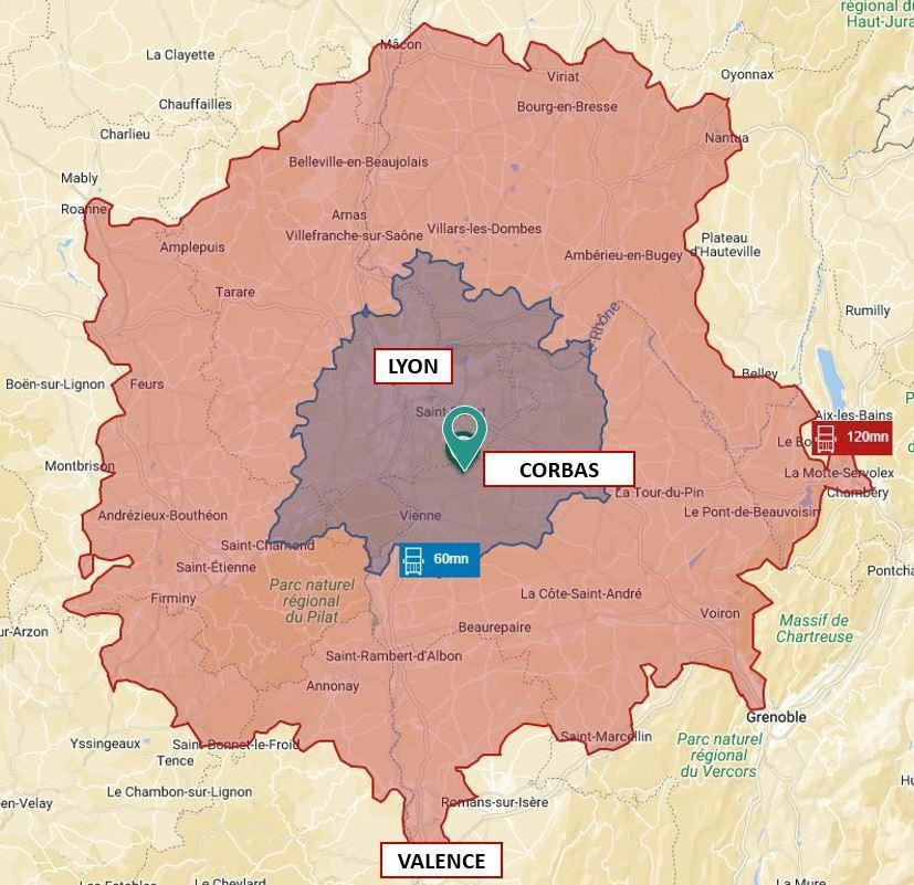5402.9 m² pour cetentrepôts classe c en location à Corbas