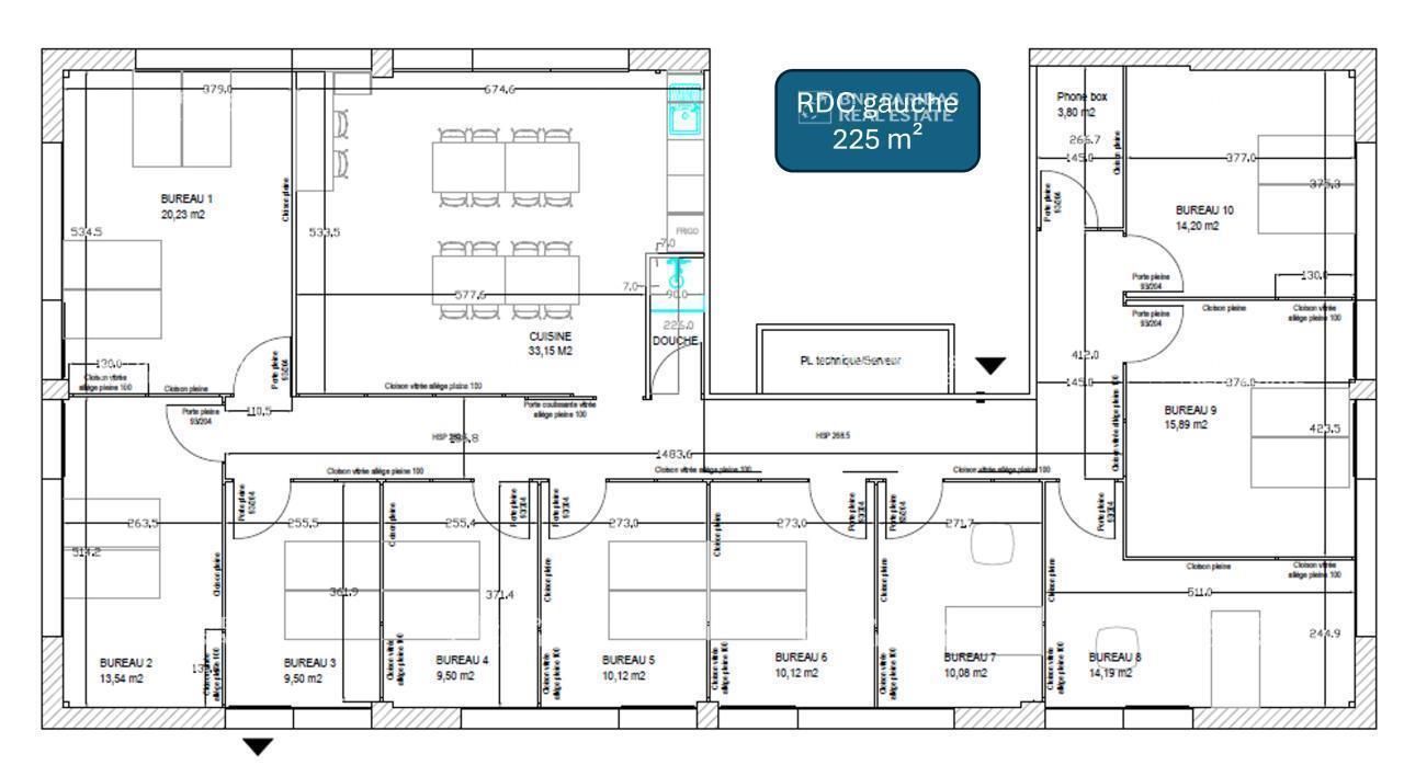 Location Bureaux 401.87 m² divisibles 44800 Saint-herblain