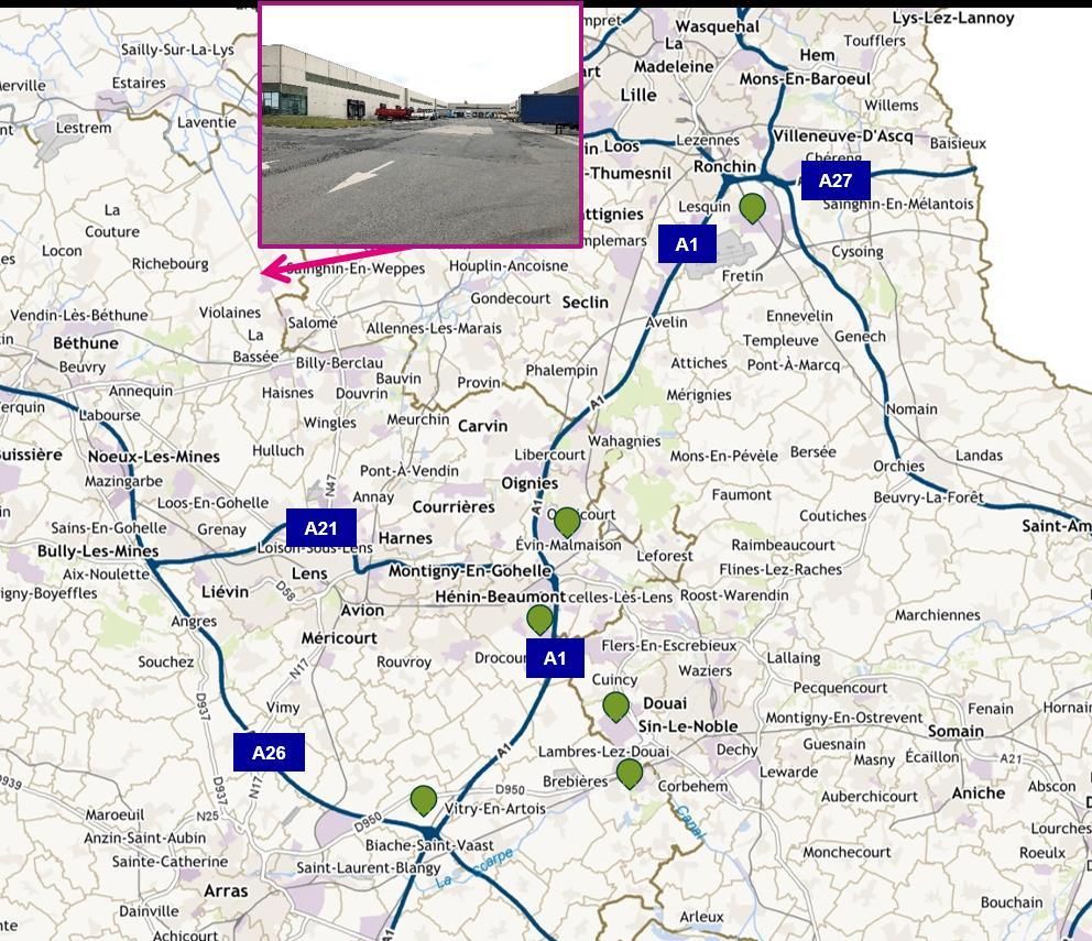 21467 m² pour cetentrepôts classe b en location à Lorgies