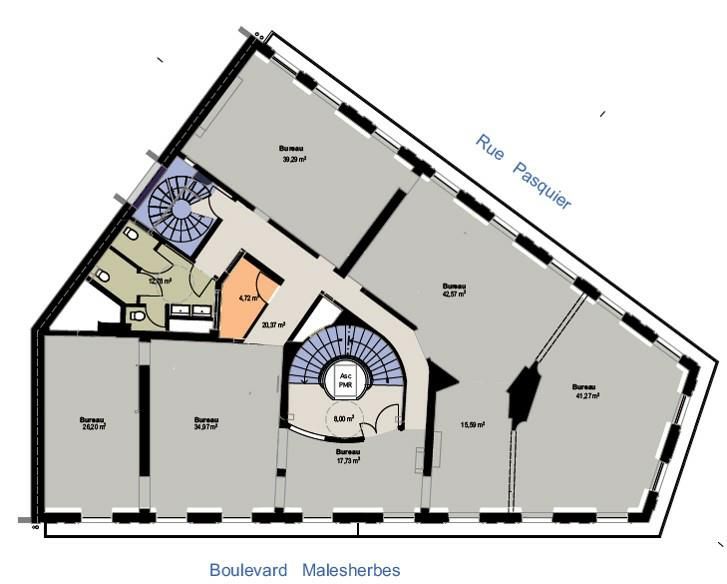 821.6 m² pour ce bureaux en location à Paris