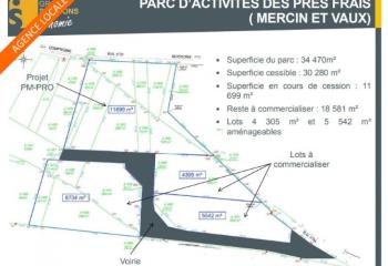 Terrain à vendre Mercin-et-Vaux (02200) - 4305 m² à Mercin-et-Vaux - 02200