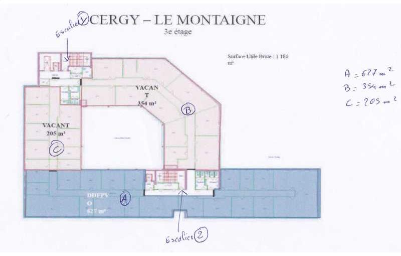 Location de bureau de 1 724 m² à Cergy - 95000 plan - 1